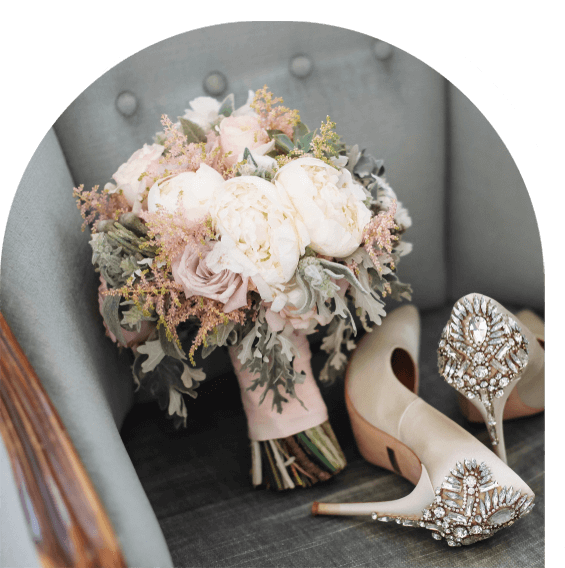 Wedding Bouquet And Bridal Shoes — Experienced Florists in Toronto, NSW
